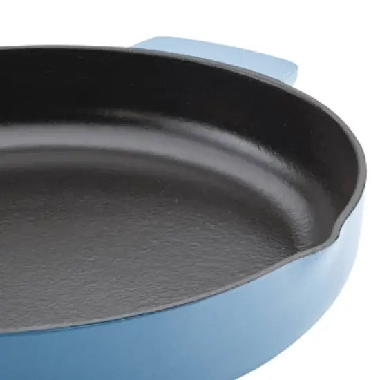 KitchenAid 12" Enameled Cast Iron Induction Skillet with Helper Handle and Pour Spouts Blue Velvet image {5}