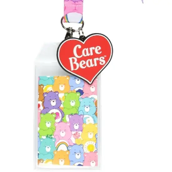Care Bears Character Emotions Lanyard ID Badge Holder With 2" Rubber Heart Charm Multicoloured image {1}