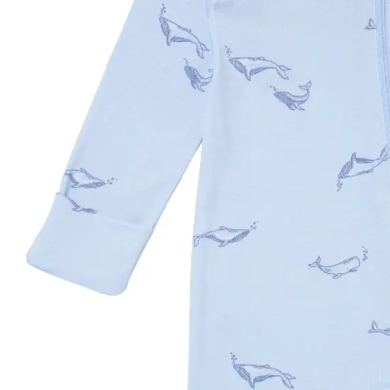 Modern Moments&trade; by Gerber Baby Boys' 2-Pack Sleep 'N Play With Mittens, Light Blue Whale image {8}