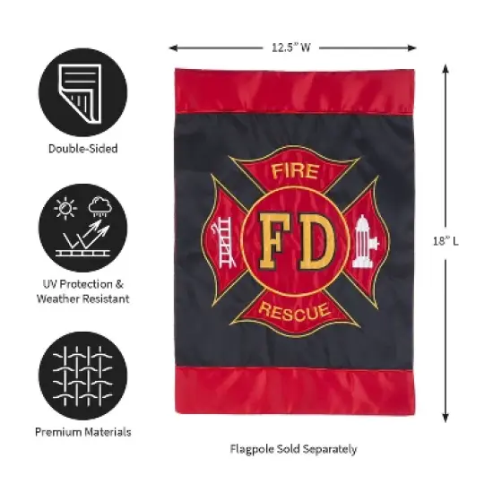 Evergreen Flag Fire Department Garden Applique Flag image {1}