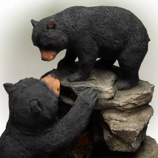 Alpine Corporation 36" Resin Two Bears Climbing Waterfall Fountain with LED Lights Brown: Sculptural, Electric, Freestanding Outdoor Decor image {5}
