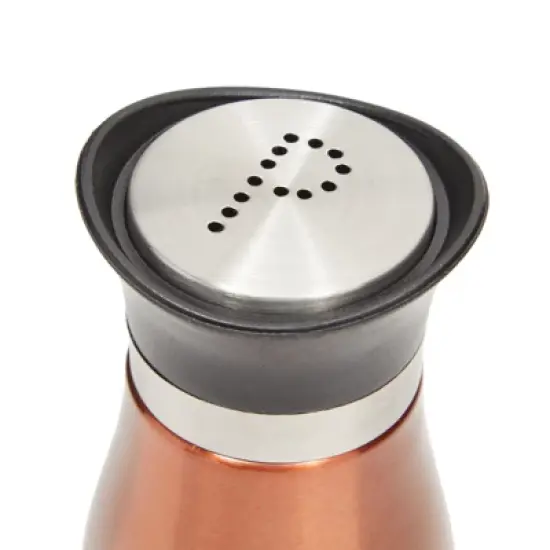 Juvale Stainless Steel Copper Salt and Pepper Shakers Set with Glass Bottom, Perforated "S" and "P" Caps for Kitchen, 4oz image {6}