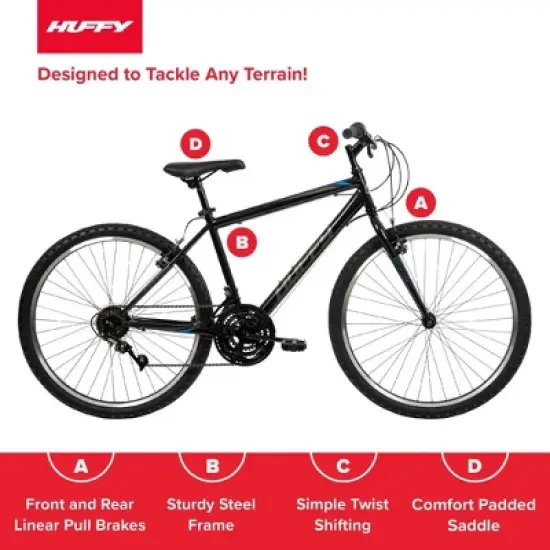 Huffy Alpine Mountain Bike - 26&rdquo; Wheels - 15 Speeds - Black image {11}