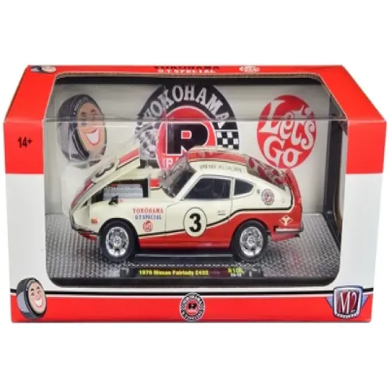 1970 Nissan Fairlady Z 432 RHD #3 Wimbledon White w/Red & Black Stripes Ltd Ed to 5250 pcs 1/24 Diecast Model Car by M2 Machines image {2}