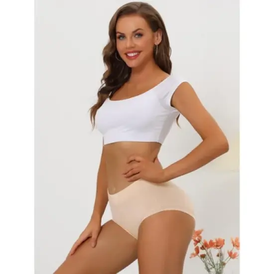 Allegra K Women's Packs Mid-Rise Comfortable Mesh Trim Solid Briefs Sets image {3}