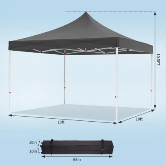 10x10 Patio Pop Up Canopy Tent, Commercial Instant Canopy with Roller Bag and PU Coating Waterproof Fabric, All Season Heavy Duty Sun Shelter image {5}