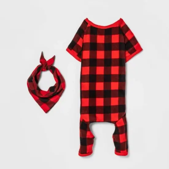 Buffalo Check Matching Family Pajama Dog and Cat Bandana - Wondershop&trade; Black/Red One Size Fits Most image {3}