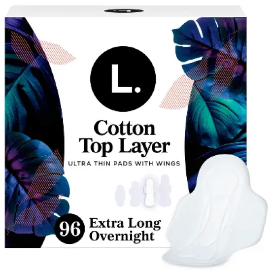 L. Organic Cotton Top Layer Ultra Thin Pads - Overnight Absorbency - 96ct image {13}