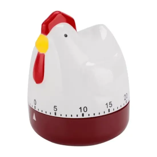 Unique Bargains Home Kitchen Cooking Chicken Shaped Mechanical Alarm Timer White Red image {6}