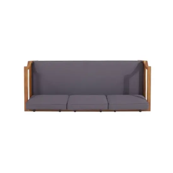 Aston Outdoor Mid-Century Modern Acacia Wood Sofa with Water-Resistant Cushions - Christopher Knight Home image {4}