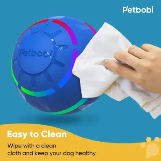 Petbobi Interactive Toy Dog Ball for Medium and Large Dogs, Active Rolling Ball for Dogs with LED Flash Light and USB Rechargeable, blue image {3}