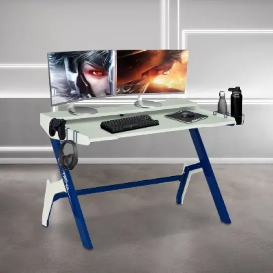 Ergonomic Computer Gaming Desk Blue - Techni Sport image {4}