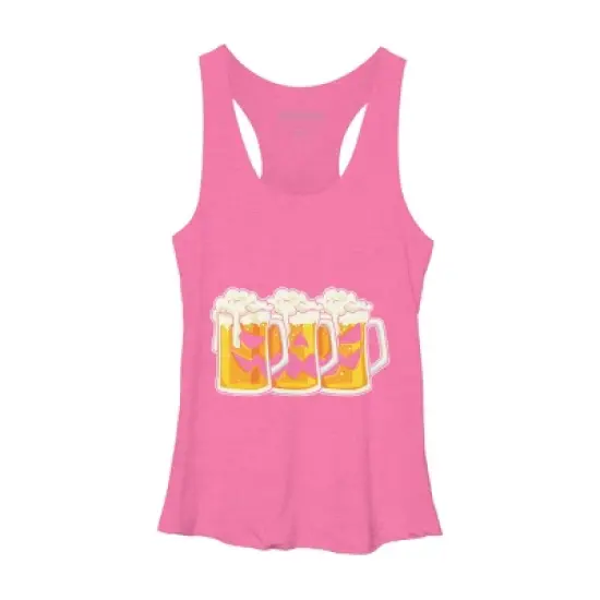 Women's Design By Humans Halloween Jack O Lantern Beer Drinking By RedBirdLS Racerback Tank Top image {8}
