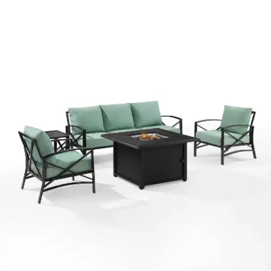Kaplan 5pc Outdoor Sofa Set with Fire Table - Mist - Crosley image {1}