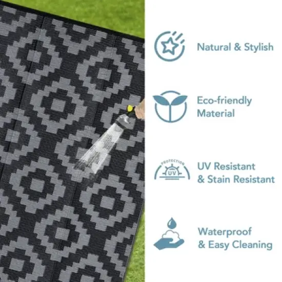 Washable Outdoor Rug with Classic Checked Pattern image {7}