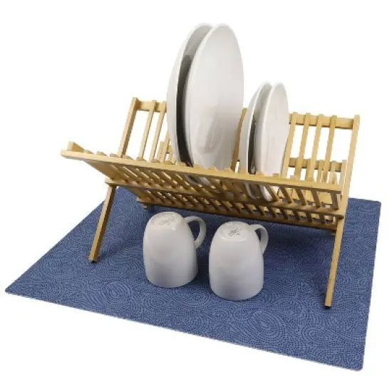 Drymate 19"x24" Dish Drying Mat - Borage Blue Stucco: Kitchen Drying Mat for Dishes, Machine Washable, Polyester image {2}