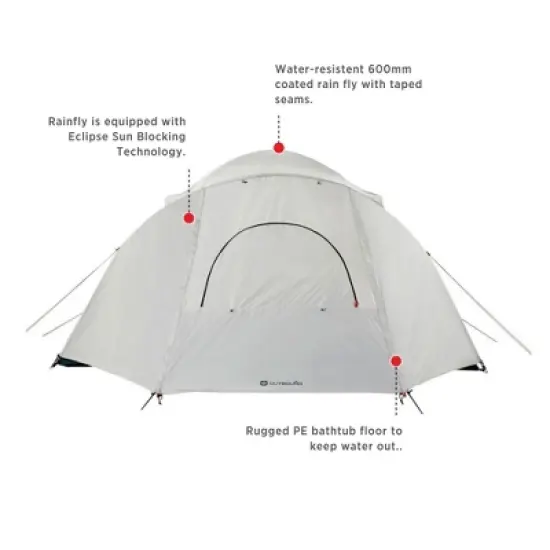 Outbound 8 Person 3 Season Lightweight Dome Camping Tent, Room Divider, Heavy Duty 600mm Coated Blackout Rainfly and Zip Up Carrying Bag, White/Gray image {3}