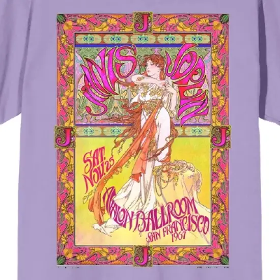Janis Joplin Colorful Poster Art Women's Purple Haze Short Sleeve Crew Neck Tee image {1}