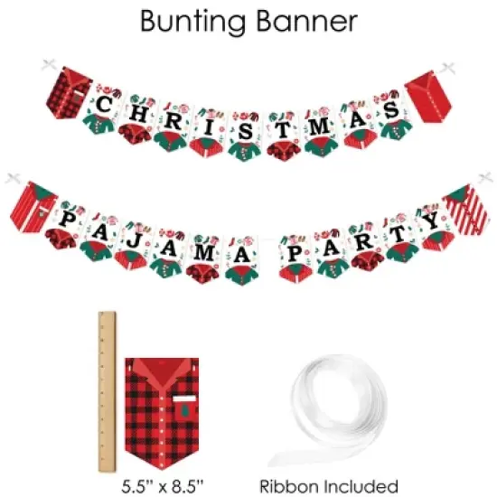 Big Dot of Happiness Christmas Pajamas - Holiday Plaid PJ Party Supplies - Banner Decoration Kit - Fundle Bundle image {2}