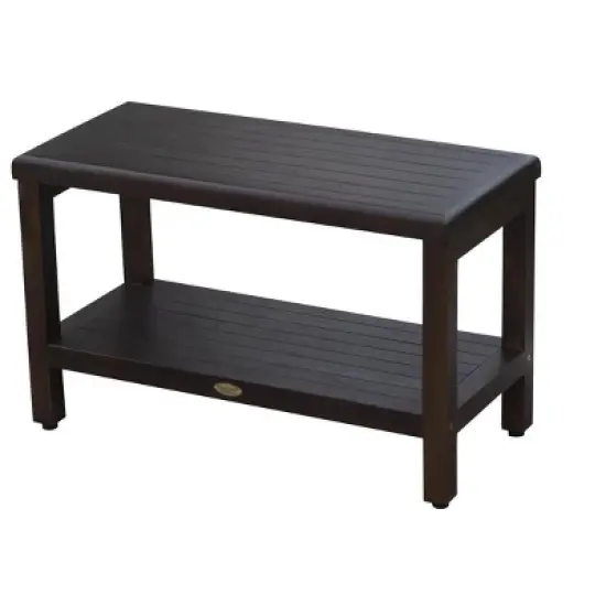 DecoTeak&reg; Eleganto&reg; 30" Teak Wood Shower Bench with Shelf in Woodland Brown Finish image {3}