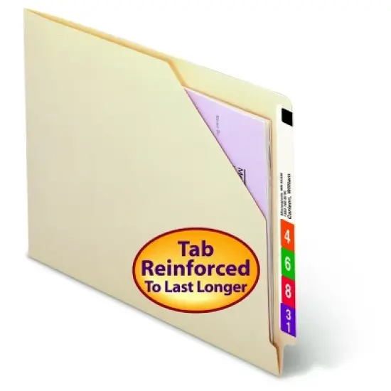 Smead End Tab File Jacket, Shelf-Master  Reinforced Straight-Cut Tab, Letter Size, Manila, 100 per Box (75700) image {7}