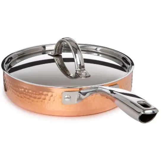 BergHOFF Vintage Tri-Ply Copper Deep Skillet, Hammered, Gold image {2}