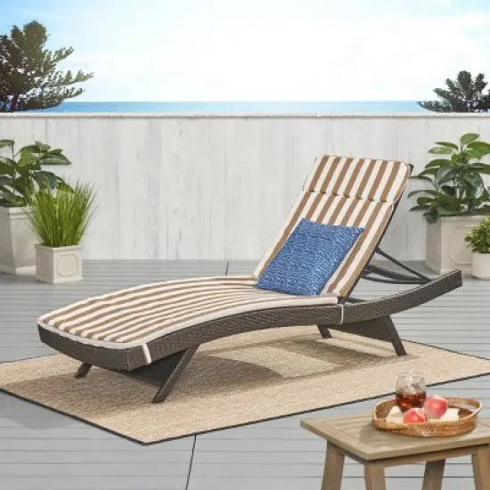 Salem Brown Wicker Adjustable Chaise Lounge: Weather-Resistant with Cushion - Christopher Knight Home image {4}