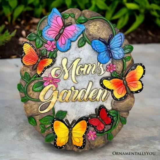 Mom&rsquo;s Garden with Butterflies Stepping Stone, 9.5" Decorative Outdoor Decoration| OrnamentallyYou image {7}