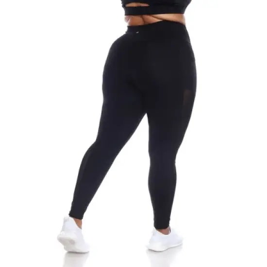 Plus Size High-Waist Mesh Fitness Leggings - White Mark image {2}