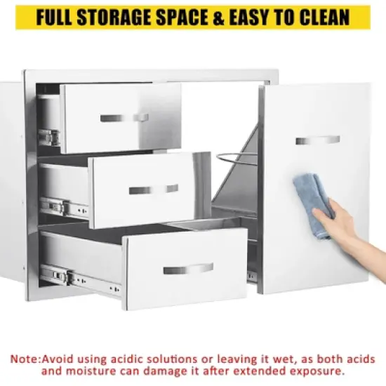 Stainless Steel Outdoor Kitchen Cabinet Door Set - Left Drawer + Right Door , NSF Double Wall, Includes Vent Panel for Grill/BBQ Islands & Fire Pits image {5}