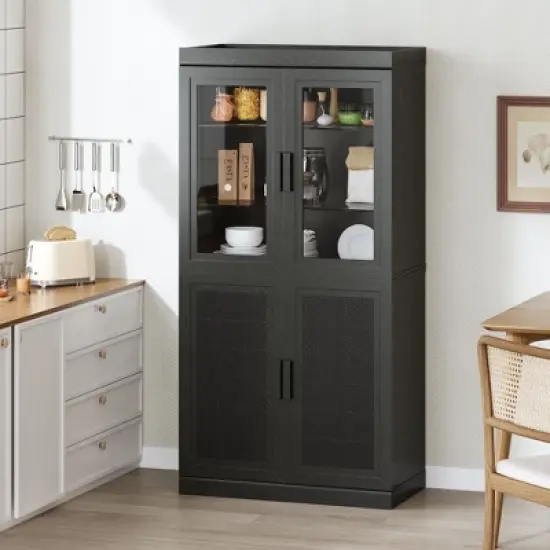 PexFix Freestanding Wood Pantry Cabinet Kitchen Storage Organizer With Shelves & Doors Large Capacity image {5}