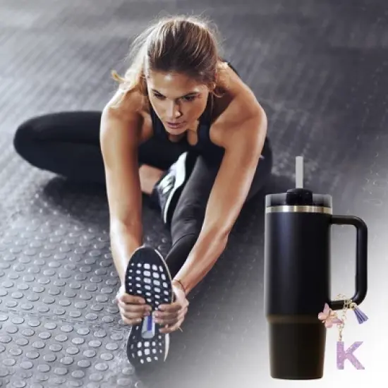 Unique Bargains Star Sequin Letter K Butterfly Tassel Water Cup Pendant Purple 1 Pc image {3}