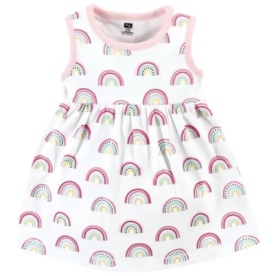 Hudson Baby Infant and Toddler Girl Cotton Dress and Cardigan Set, Modern Rainbow image {3}