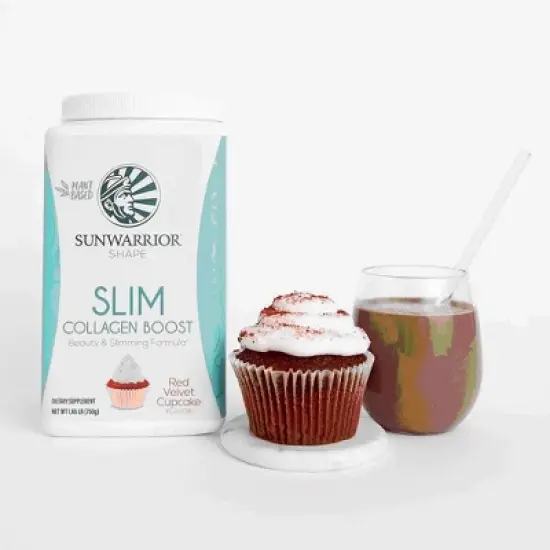 SLIM Collagen Boost Protein Powder, Beauty & Slimming Formula, Plant-Based Protein, Chocolate, Vanilla or Red Velvet Flavors, Sunwarrior, 750gm image {4}