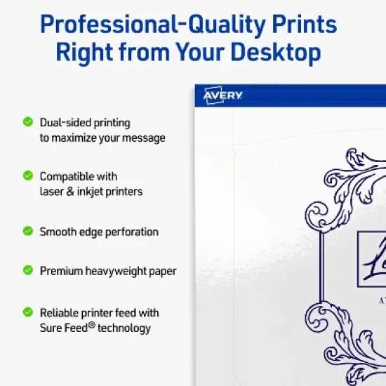 Avery Arched Rectangle Flat Cards, 5" x 7", Glossy White, 100 Total image {1}