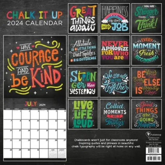 TF Publishing 2024 Wall Calendar 12"x12" Chalk It Up image {4}