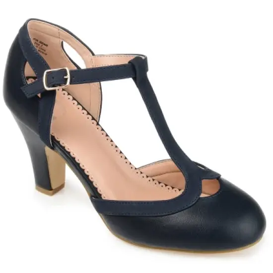 Journee Collection Womens Olina Wide Width Round Toe High Block Heel Pumps image {12}