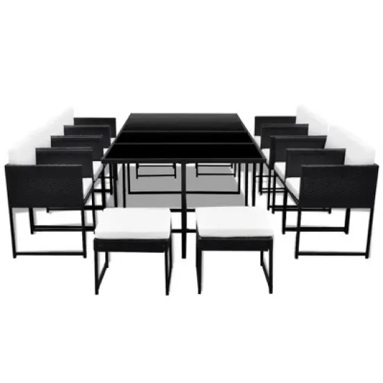vidaXL Outdoor Dining Set Black, White image {2}