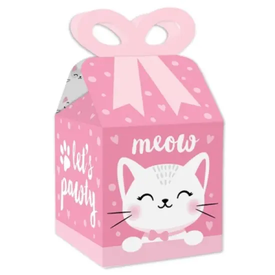 Big Dot of Happiness Purr-fect Kitty Cat - Square Favor Gift Boxes - Kitten Meow Baby Shower or Birthday Party Bow Boxes - Set of 12 image {8}