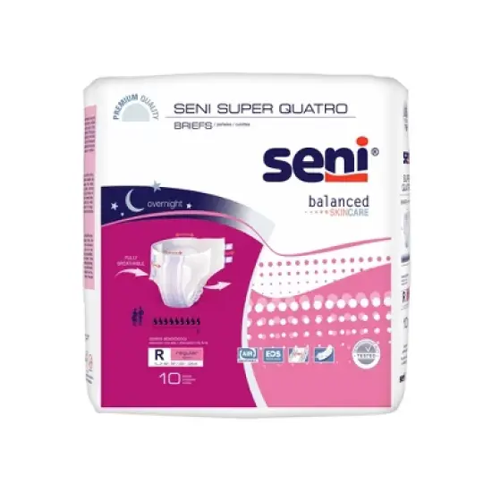 Seni Super Quatro Adult Incontinence Brief Regular Heavy Absorbency Breathable / Overnight, S-RE10-BQ1, Severe image {6}