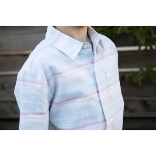 Hope & Henry Boys' Linen Short Sleeve Button Down Shirt, Infant image {4}