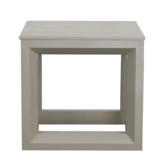 INFURNIC Patio End Tables Versatile Aluminum Accent Table with Modern Geometric Pattern, Tan, 21.3"*21.5"*20.5" image {3}