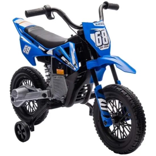 Qaba Kids Motorcycle with Twist Grip Throttle, 12V Electric Motorcycle with Training Wheels, Rear Suspension, Music for Aged 3-6 Years image {6}