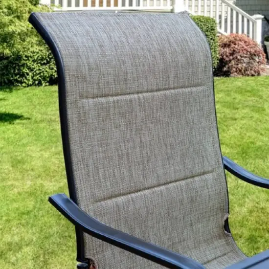 7pc Patio Set with Steel Table with 1.57" Umbrella Hole & Padded Arm Chairs - Captiva Designs image {5}