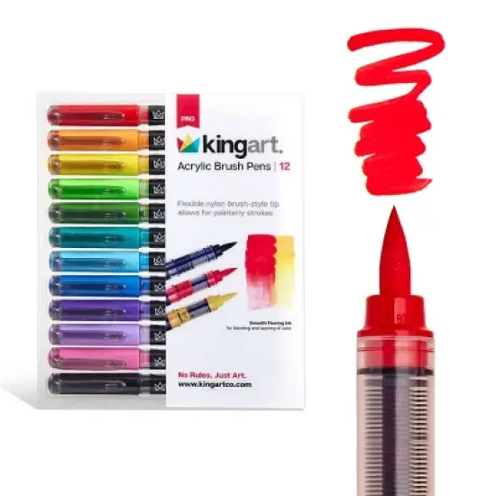 KINGART PRO Acrylic Paint Brush Pens 12 Colors image {14}
