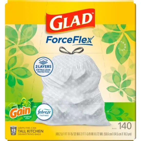 Glad ForceFlex Drawstring Trash Bags - Gain Original - 13gal/140ct image {11}