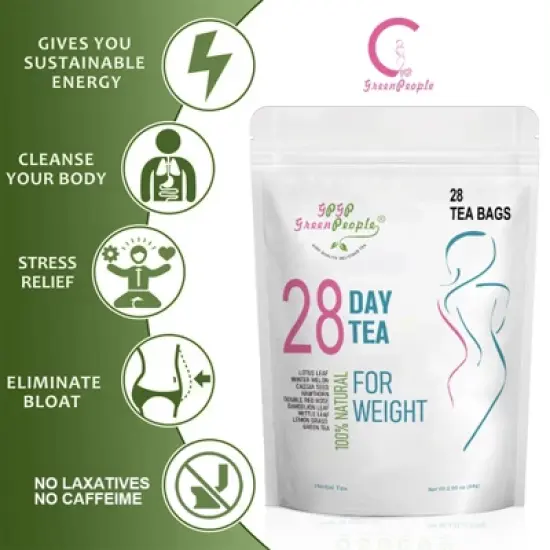 GPGP GreenPeople Herbal Slimming Tea, Caffeine Free, 28 Tea Bags, 2.96 oz (84 g) image {2}
