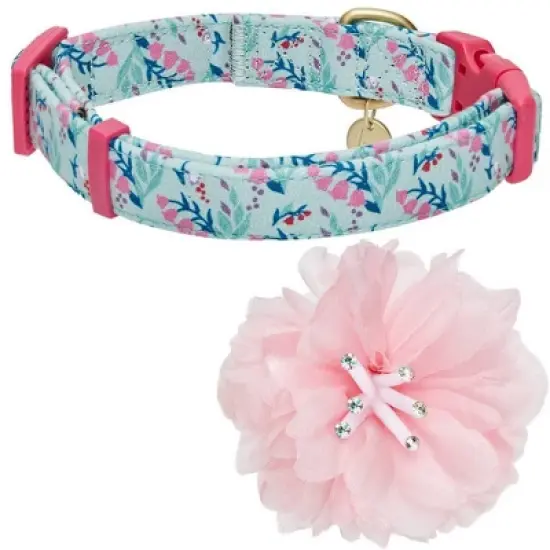 Blueberry Pet Floral Power Designer Dog Collar with Detachable Pink Peony image {2}