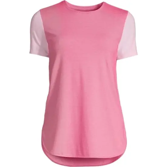 Lands' End Women's Moisture Wicking UPF Sun Short Sleeve Curved Hem Tunic Top-Print image {1}