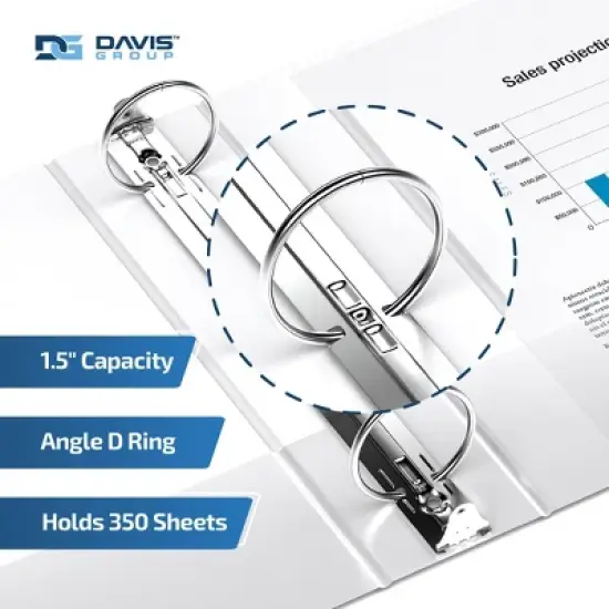 Easyview 2pk 1.5" Premium Angled D-Ring Binders 11x17" White: Polypropylene Hard Cover, 350 Sheet Capacity, 2 Pockets image {2}